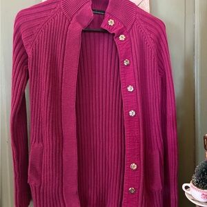 Moda International Fuchsia Ribbed Cardigan